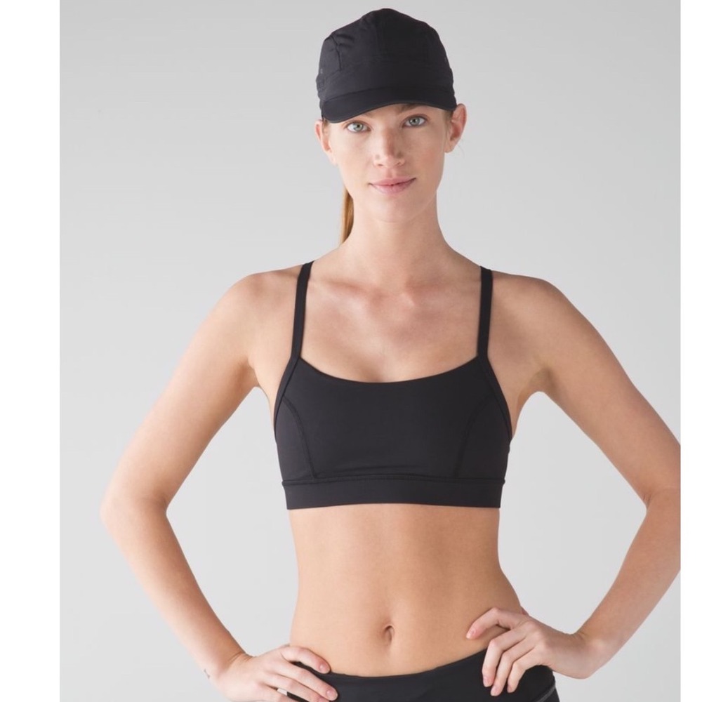 Lululemon Ready to Run Black Luxtreme Mesh Sports Bra Size 6 Yoga Activewear